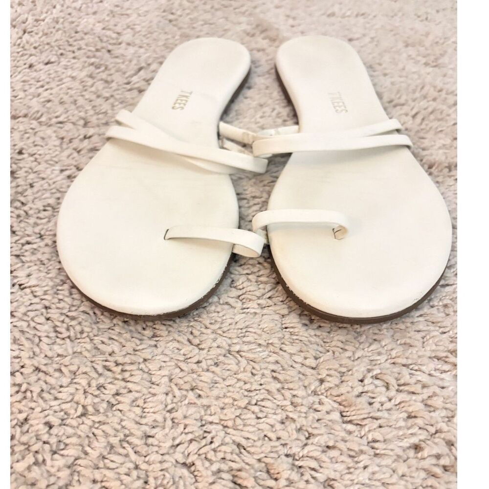 TKEES Leah Strappy Sandals White Leather Size 9 - Picture 3 of 6
